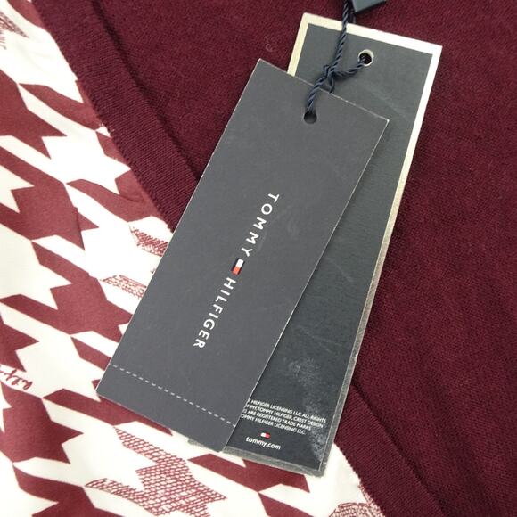 Tommy Hilfiger Sweater Womens Medium Cardigan Houndstooth Luxury Wool B - Picture 9 of 14